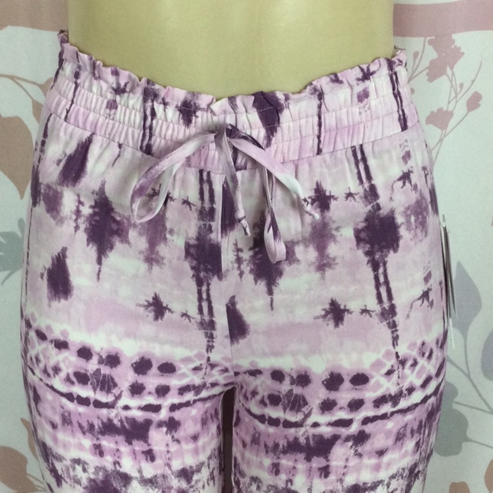 Joe B Women's‎ Lilac & Ivory Wide Leg Palazzo Pants Size Small Boho Hippie - Picture 2 of 6